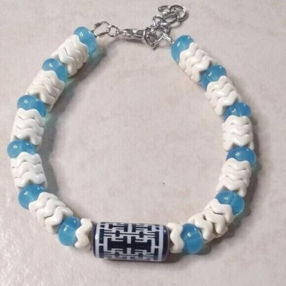 2/$25! Cool, Calm & Collected! Blue & White Beaded Bracelet - Adjustable Length